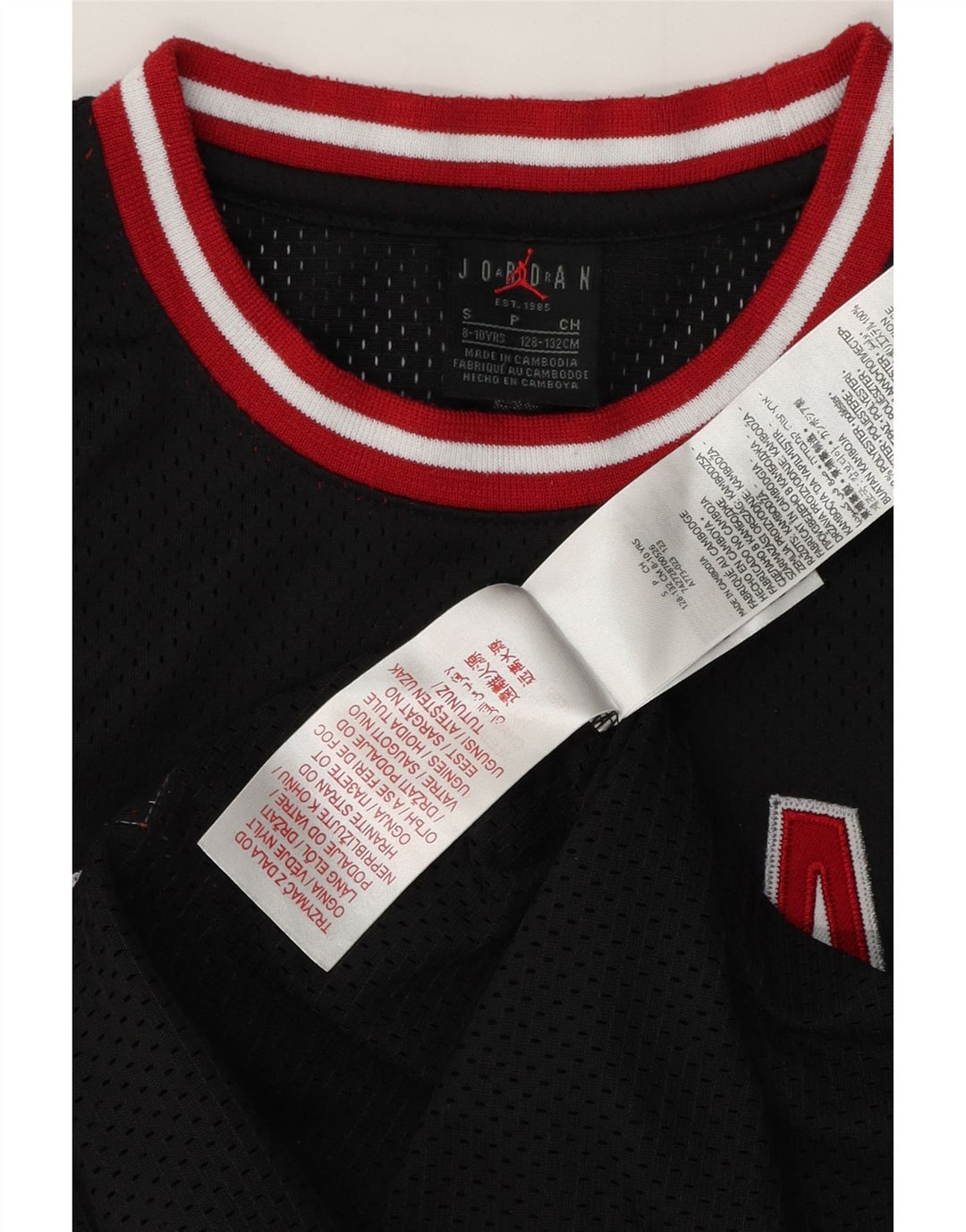 Canotta grafica Jordan da ragazzo, 8-9 anni, piccola, in poliestere nero