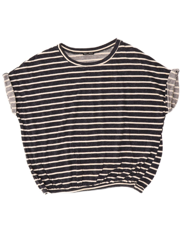 T-shirt oversize da donna Zara Top UK 10 piccola in cotone a righe blu navy