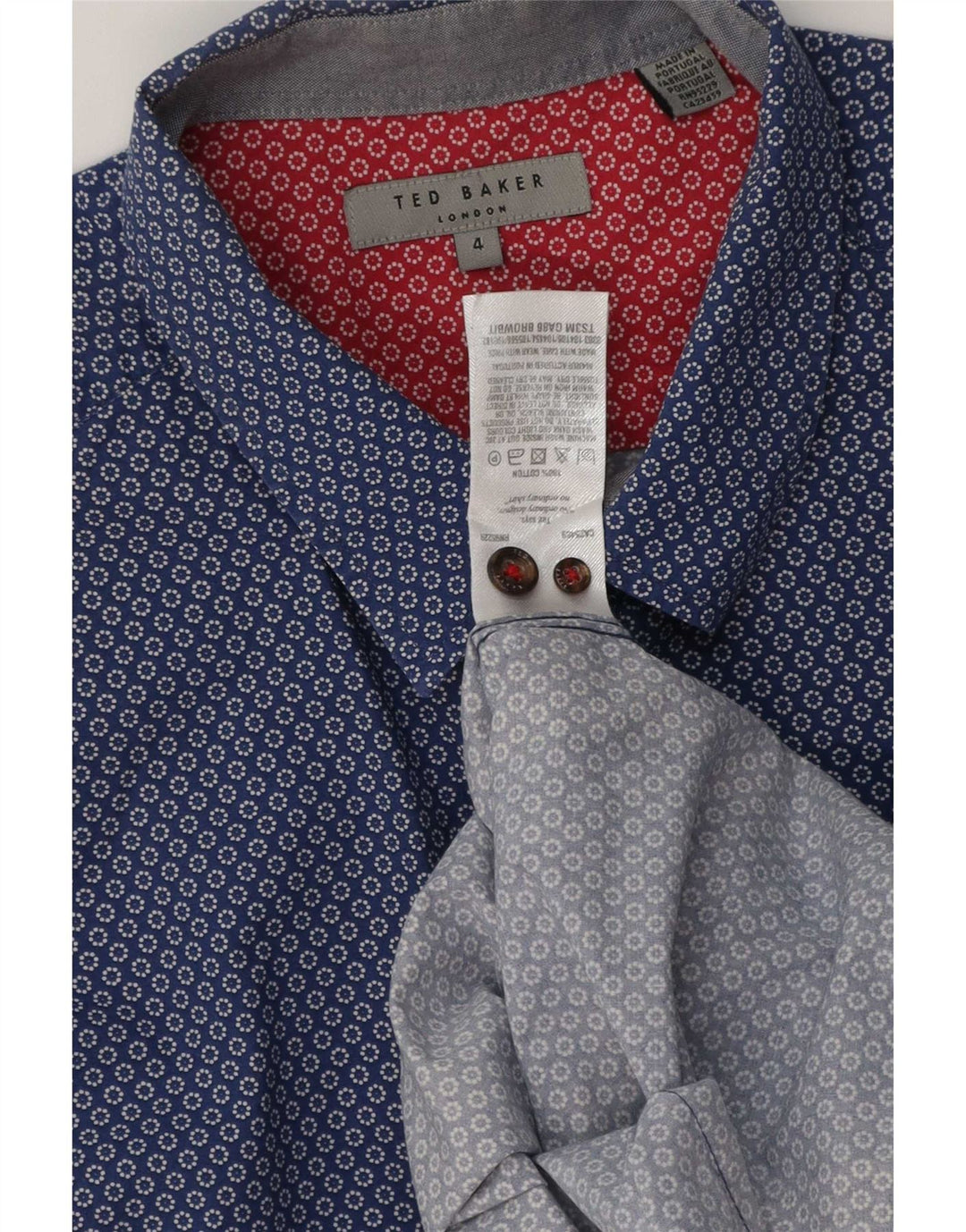 Camicia da uomo Ted Baker taglia 4 grande cotone floreale blu
