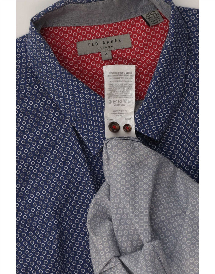 Camicia da uomo Ted Baker taglia 4 grande cotone floreale blu