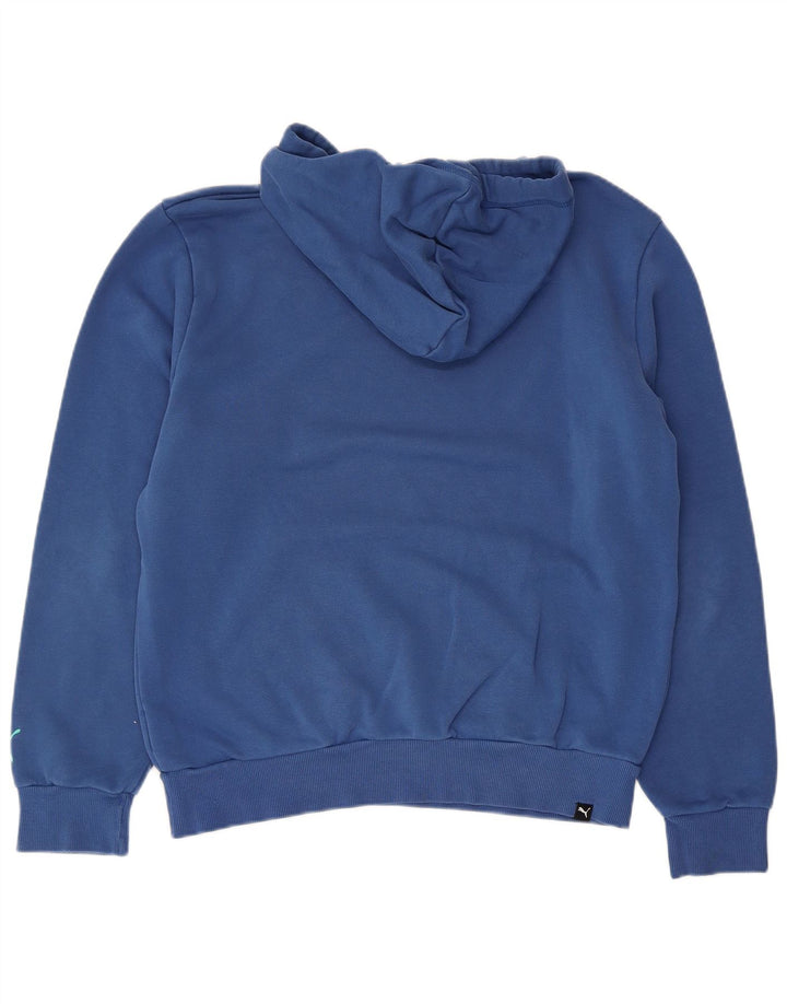 Felpa con cappuccio grafica da uomo Puma piccola in cotone blu