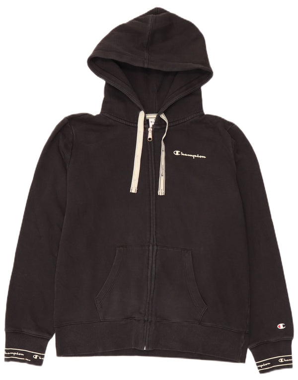 Felpa con cappuccio e zip grafica da donna Champion UK 18 XL cotone nero