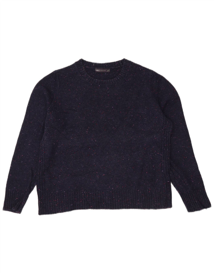 Maglione maglione girocollo da donna Marks & Spencer UK 12 medio blu navy