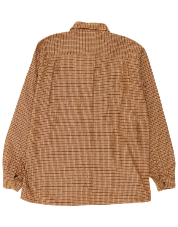 Camicia vintage da uomo in flanella IT 50 15/16 Poliestere a quadri marrone medio