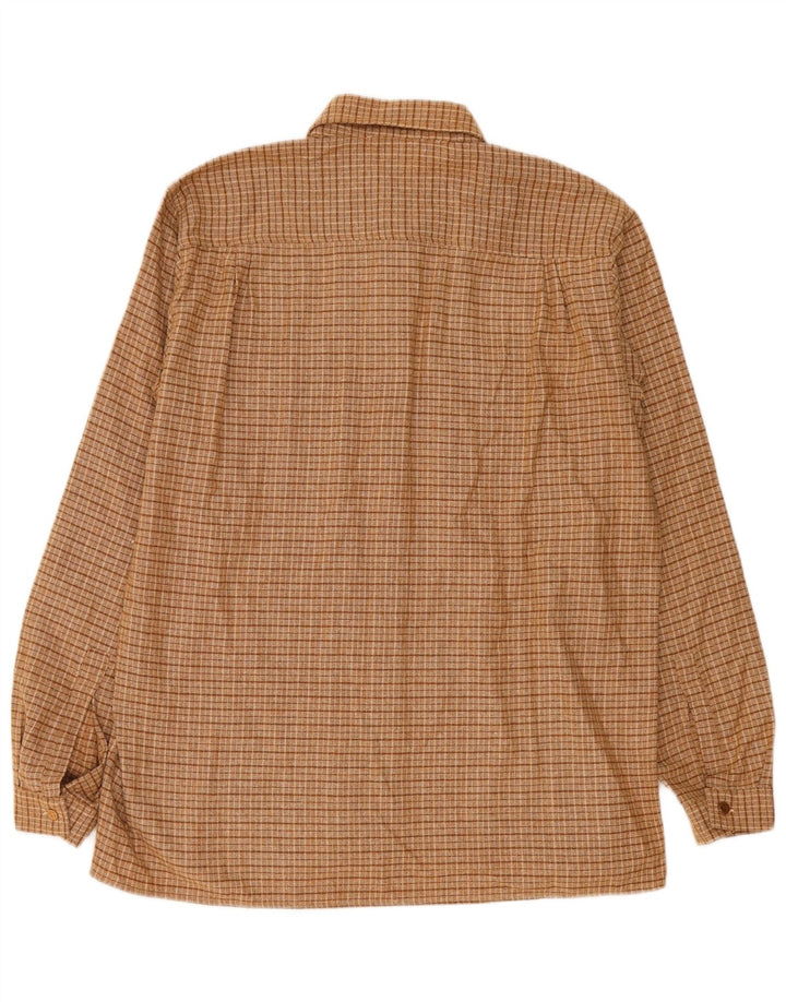 Camicia vintage da uomo in flanella IT 50 15/16 Poliestere a quadri marrone medio