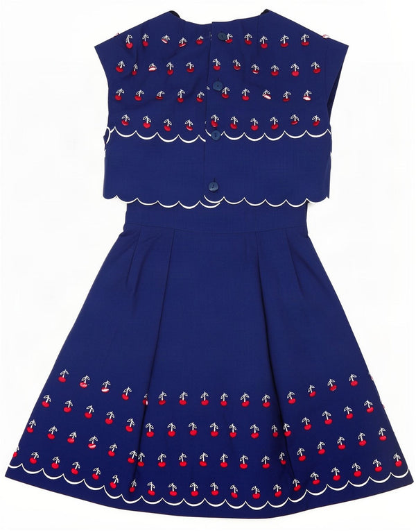 Abito a trapezio senza maniche vintage da donna UK 8 piccolo floreale blu
