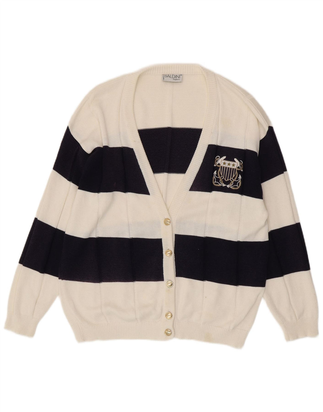 Maglione cardigan da donna Baldini UK 16 Large White Striped