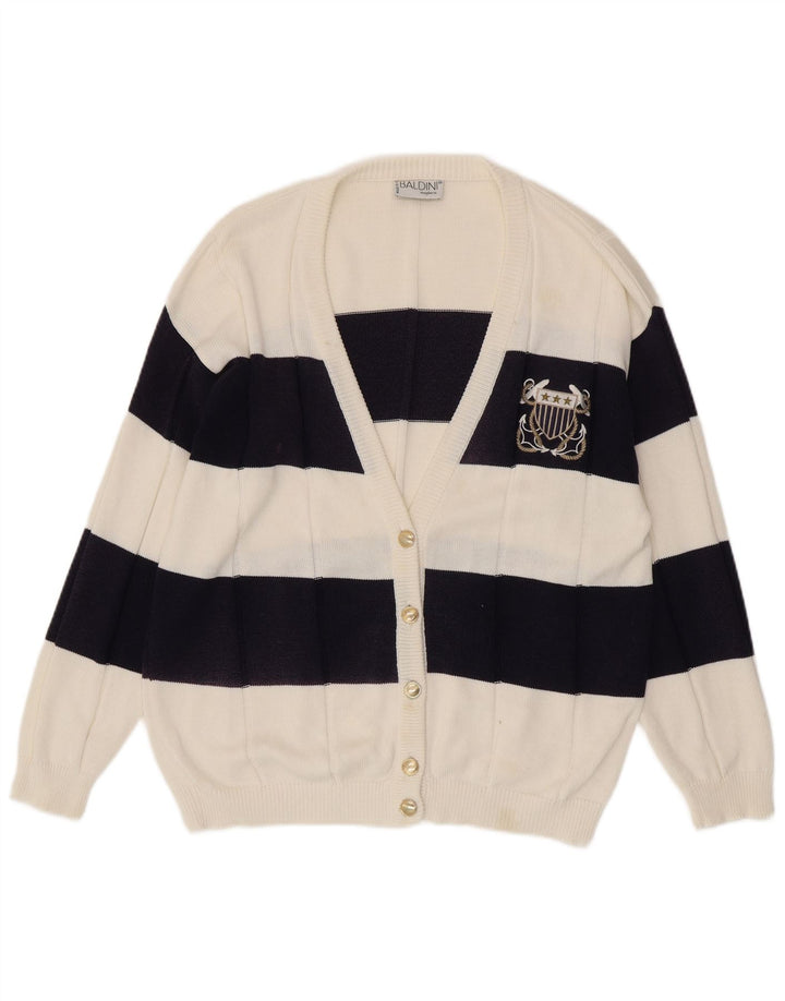 Maglione cardigan da donna Baldini UK 16 Large White Striped