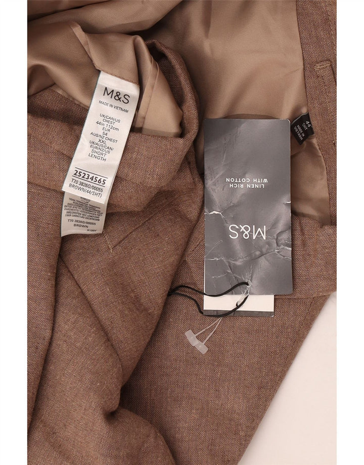Giacca blazer a 2 bottoni Marks & Spencer da uomo UK 44 XL lino marrone