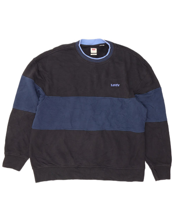Levi's Felpa da uomo dalla vestibilità rilassata, grande, color block blu navy