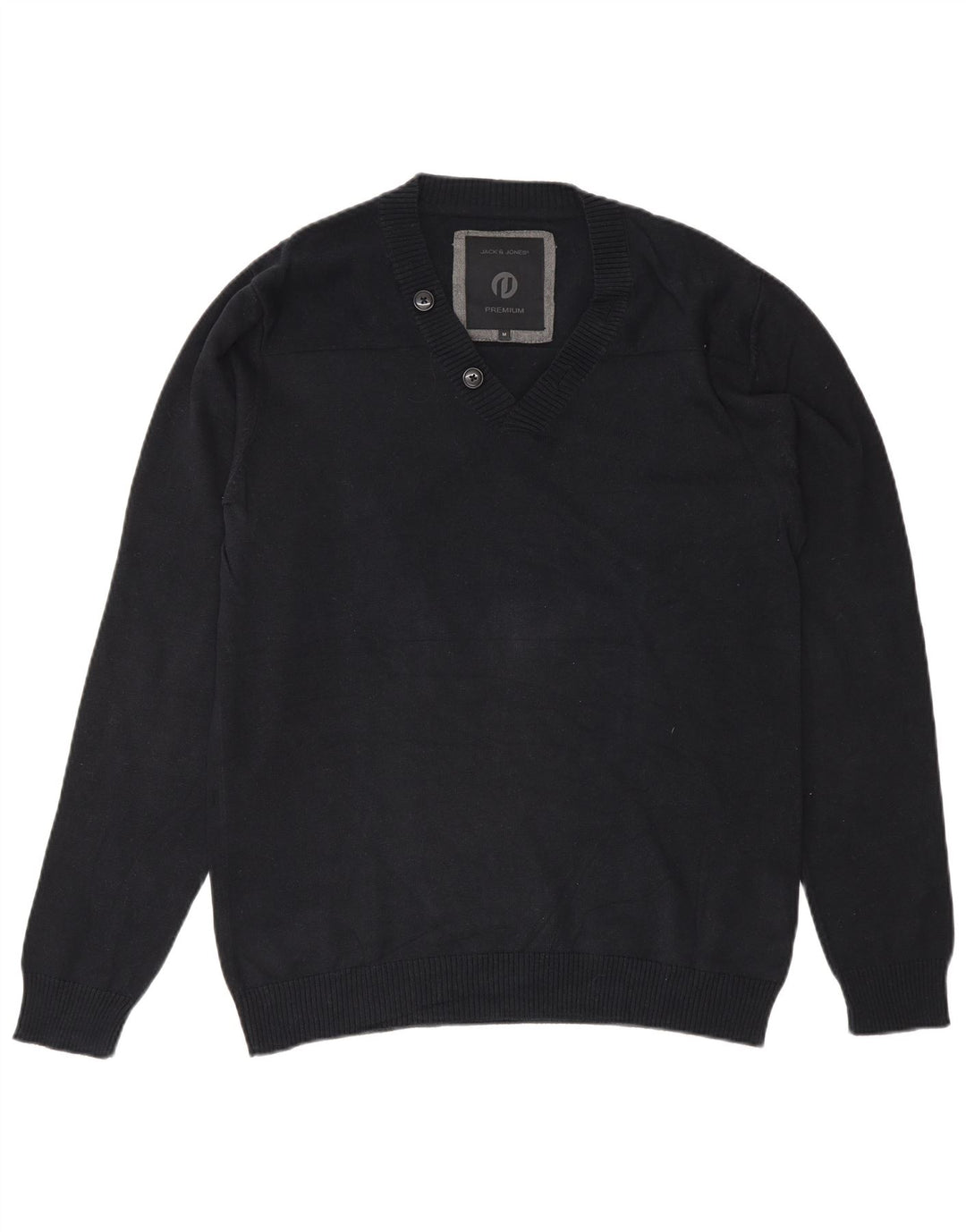 Jack & Jones Maglione da uomo premium con scollo a V in cotone medio blu navy