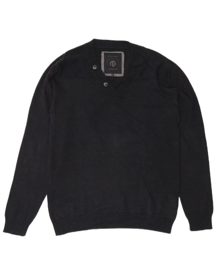 Jack & Jones Maglione da uomo premium con scollo a V in cotone medio blu navy