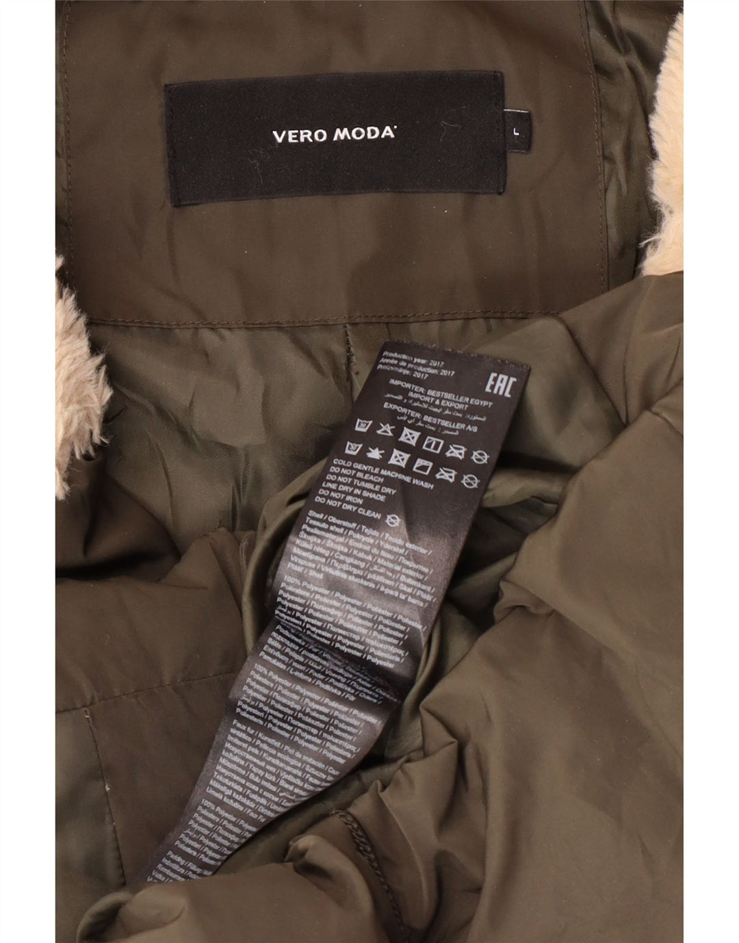 Cappotto imbottito con cappuccio da donna Vero Moda grande poliestere kaki invernale