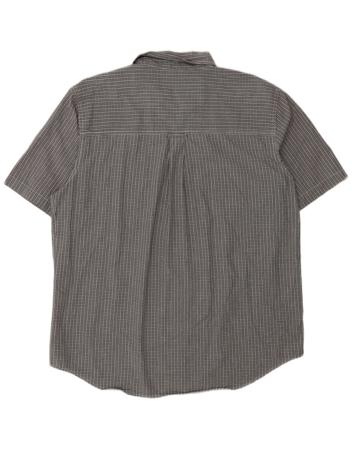Chaps - Camicia a maniche corte da uomo Easy Care, in cotone a quadri grigi grandi