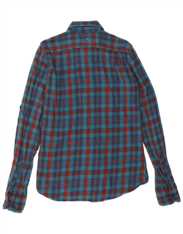 Camicia da uomo in flanella Superdry in cotone a quadri blu medio