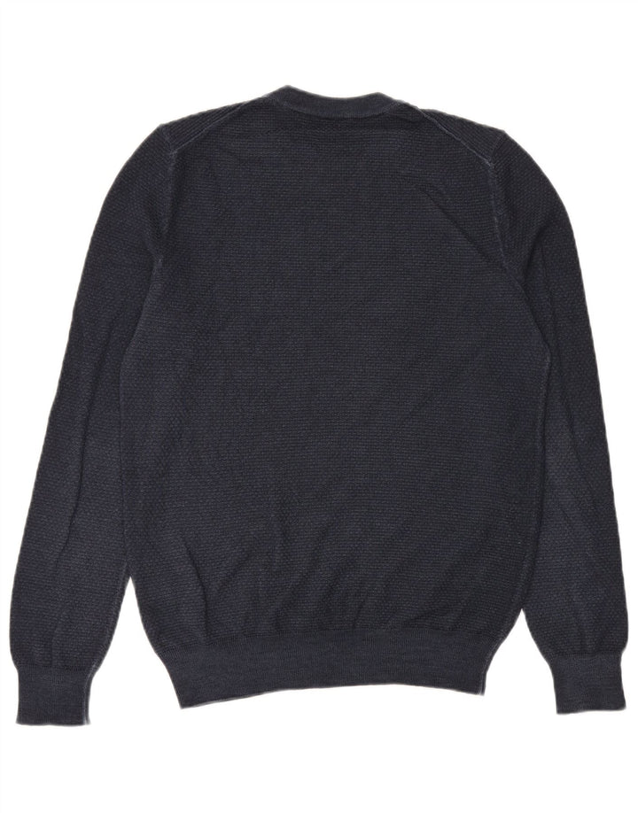 Hugo Boss Maglione da uomo girocollo in lana vergine blu navy medio