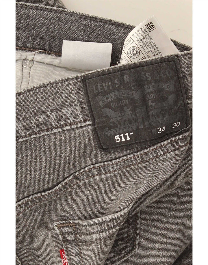 Levi's Uomo 511 Slim Jeans W34 L30 Cotone Grigio