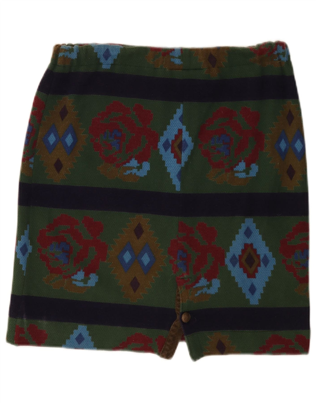 Minigonna da donna Johnny Lambs IT 44 media W30 verde geometrico azteco