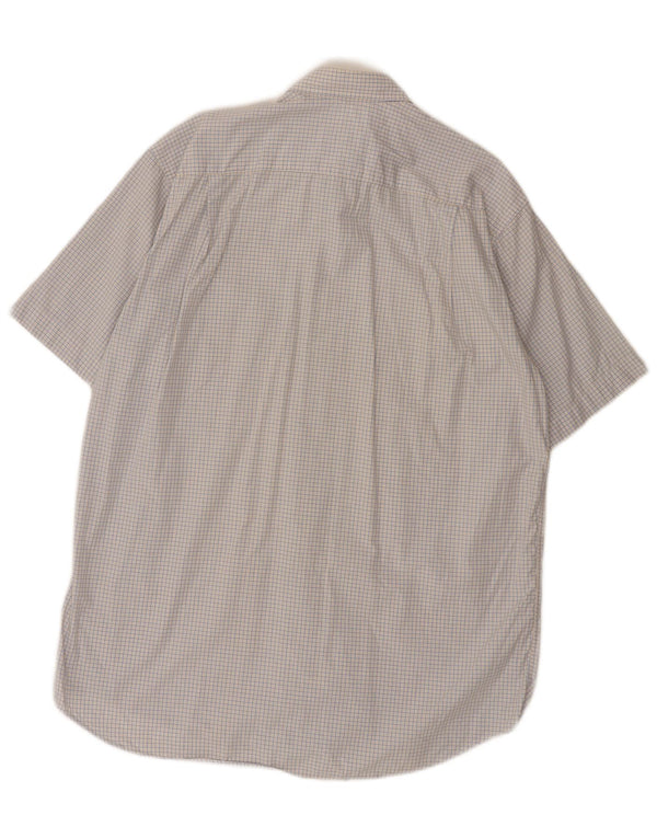 Camicia a maniche corte da uomo Lacoste taglia 40 in cotone a quadri blu medio