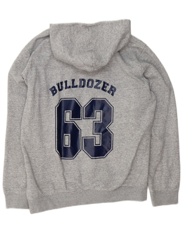 CHAMPION Mens Graphic Hoodie Jumper XL Grey Flecked Cotton