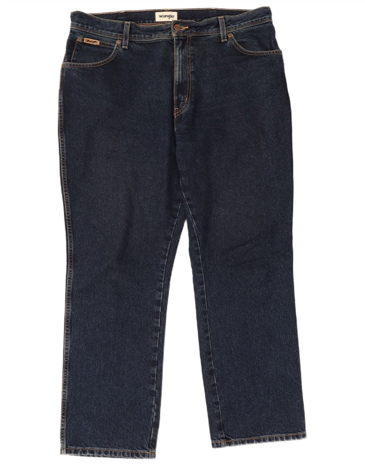 Jeans dritti da uomo WRANGLER W38 L30 cotone blu navy