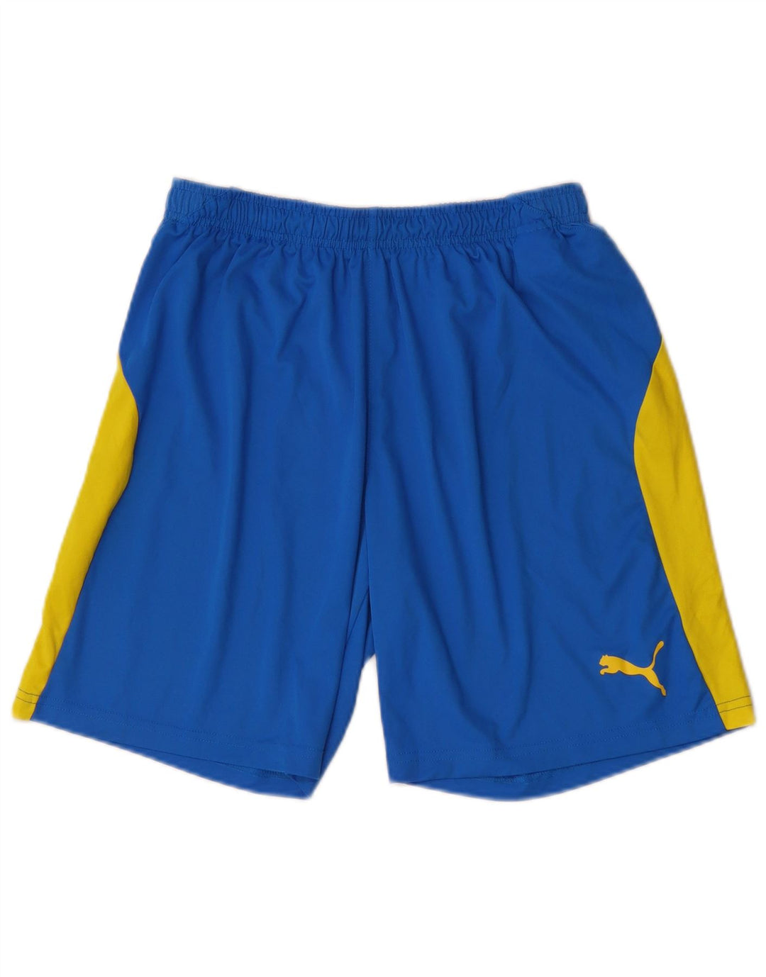 Pantaloncini sportivi da uomo Puma in poliestere color block blu medio