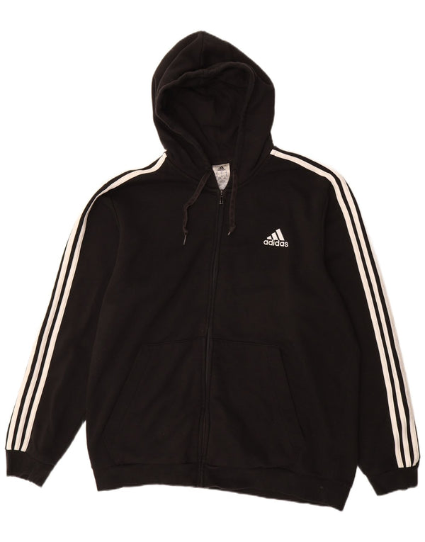 Maglione con cappuccio e zip da uomo ADIDAS XL in cotone nero