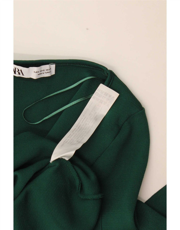 Top corto da donna Zara a maniche lunghe UK 8 piccolo poliestere verde