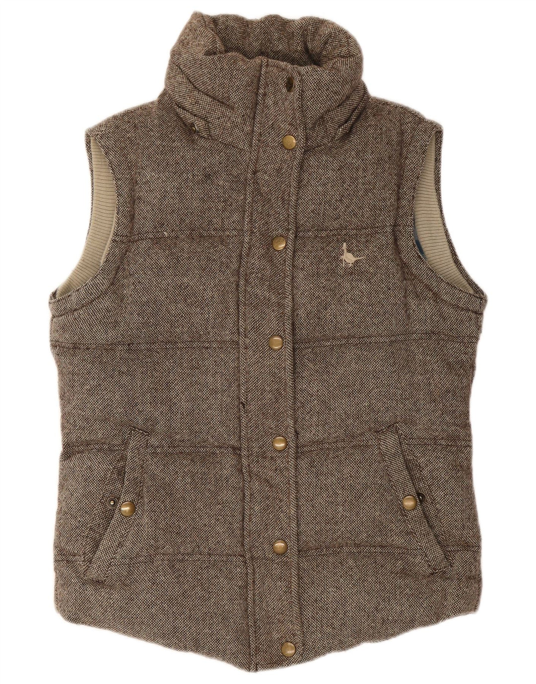 Gilet imbottito da donna Jack Wills UK 8 piccolo in lana screziata marrone