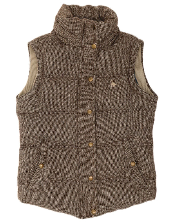 Gilet imbottito da donna Jack Wills UK 8 piccolo in lana screziata marrone