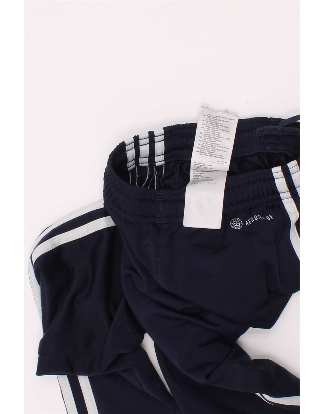 Pantaloni della tuta Adidas Aeroready da ragazzo 7-8 anni in poliestere blu navy