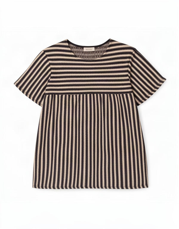 Top Zara Trafaluc camicetta da donna UK 10 piccolo cotone a righe nere