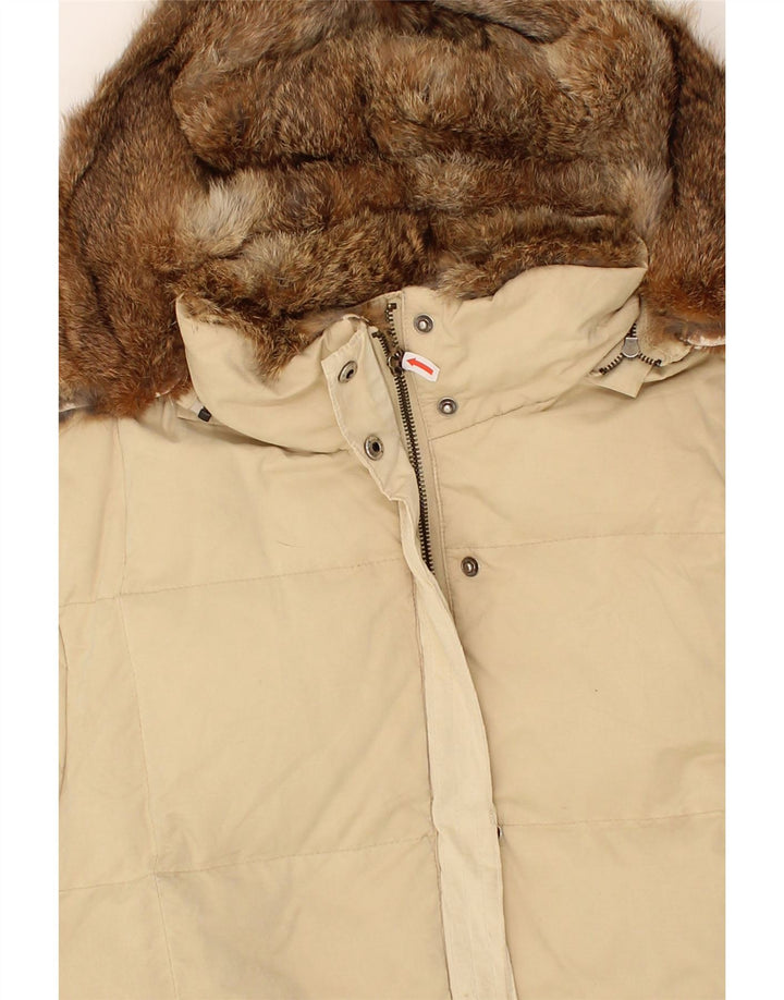 MARINA YACHTING Womens Hooded Padded Coat IT 44 Medium Beige Cotton Vintage Marina Yachting and Second-Hand Marina Yachting from Messina Hembry 