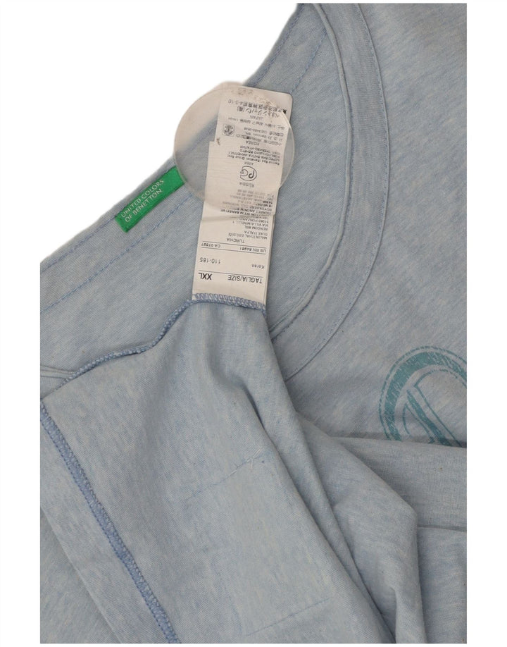 T-shirt grafica da uomo Benetton Top 2XL in cotone blu