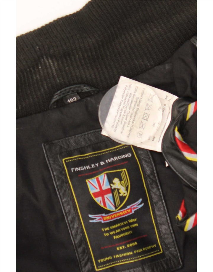 Giacca in pelle vintage da uomo UK 40 grande in pelle nera
