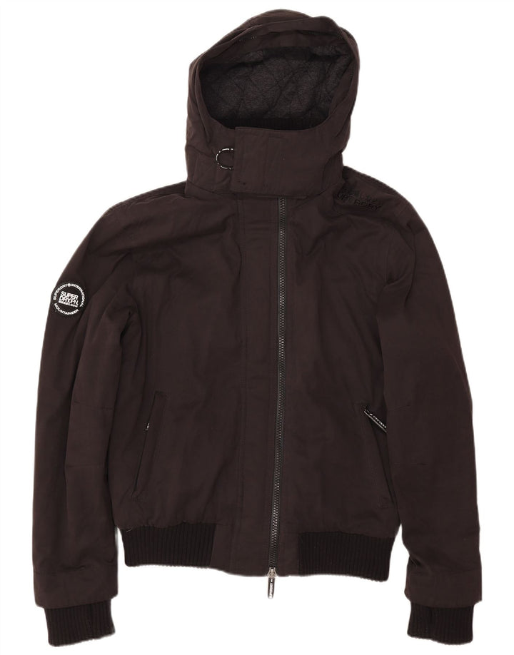 Giubbotto bomber con cappuccio da donna Windbomber Superdry UK 16 grande poliestere nero