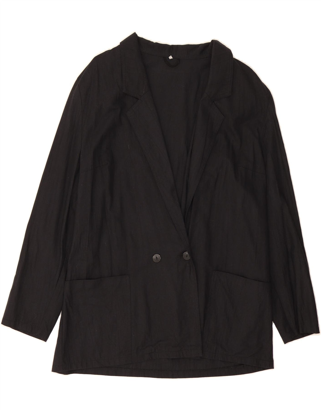 VINTAGE Womens Double Breasted Blazer Jacket IT 44 Medium Black Cotton Vintage Vintage and Second-Hand Vintage from Messina Hembry 