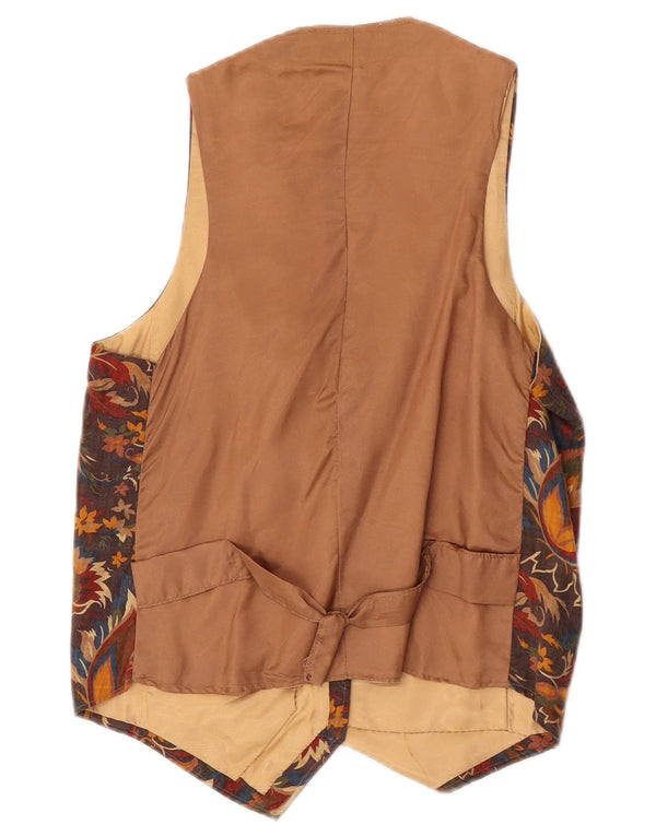 Gilet vintage da uomo XS marrone floreale