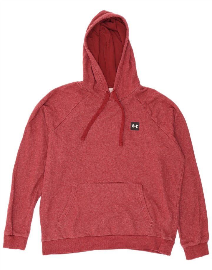 Felpa con cappuccio da uomo Under Armour grande in cotone rosso