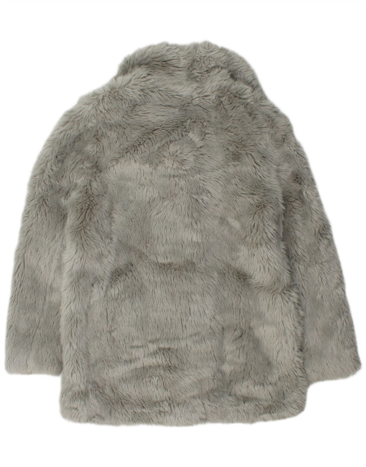 Topshop Cappotto da donna in pelliccia sintetica UK 12 Modacrile grigio medio