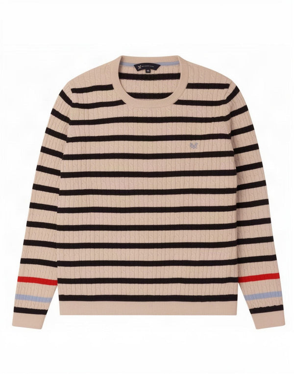 Crew Clothing Maglione da donna con collo a collo UK 18 XL Cotone a righe bianche