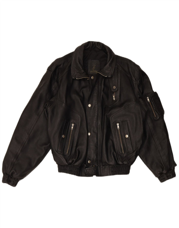 Giacca da corsa in pelle grafica da uomo EUROX UK 40 grande in pelle nera