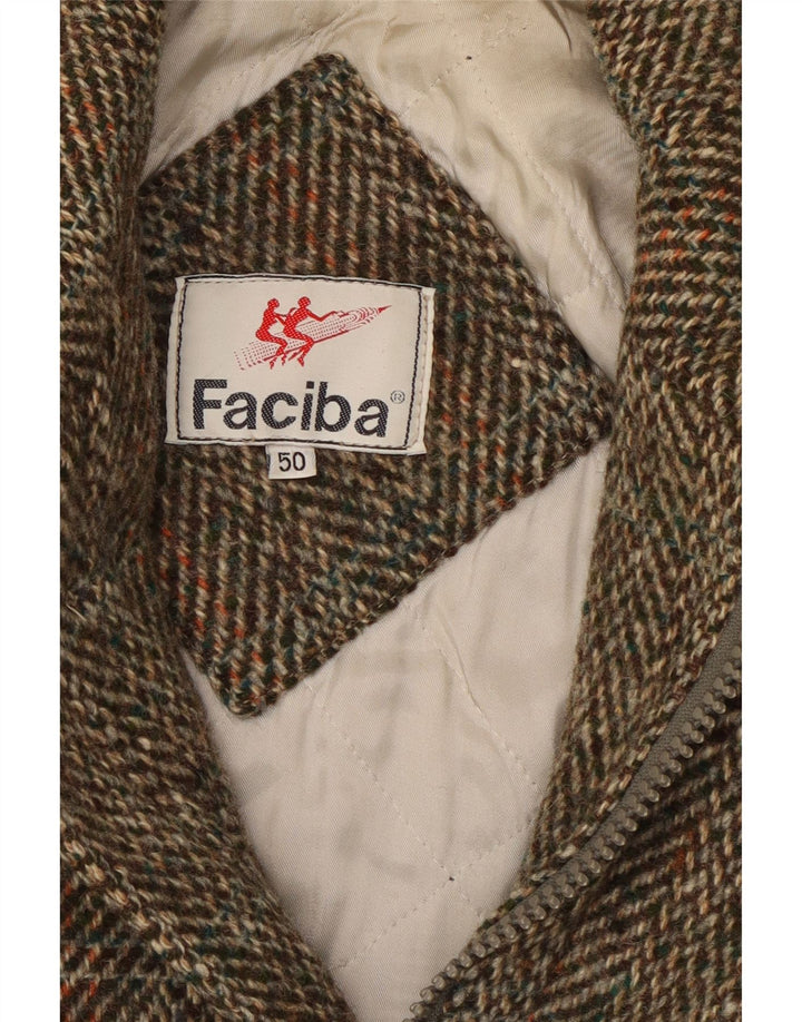 FACIBA Cappotto Uomo IT 50 Large Marrone Spinato Lana