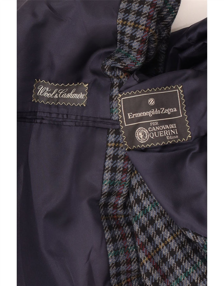 Giacca blazer da uomo a 2 bottoni Ermenegildo Zegna UK 38 pied de poule blu medio