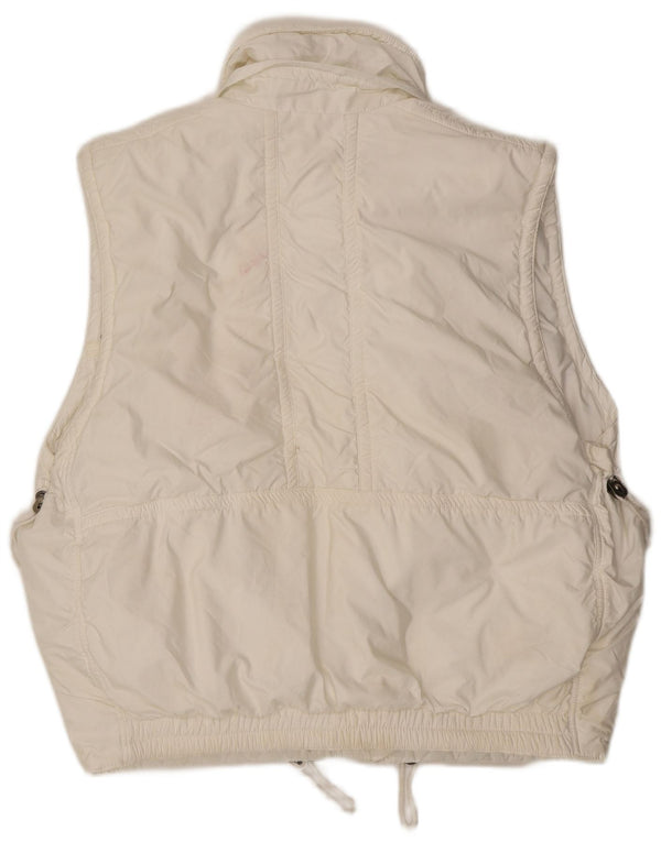 Gilet imbottito vintage da uomo vestibilità ampia UK 38 poliestere bianco medio