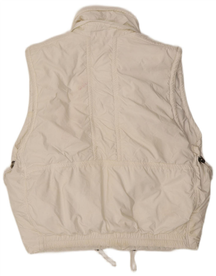 Gilet imbottito vintage da uomo vestibilità ampia UK 38 poliestere bianco medio