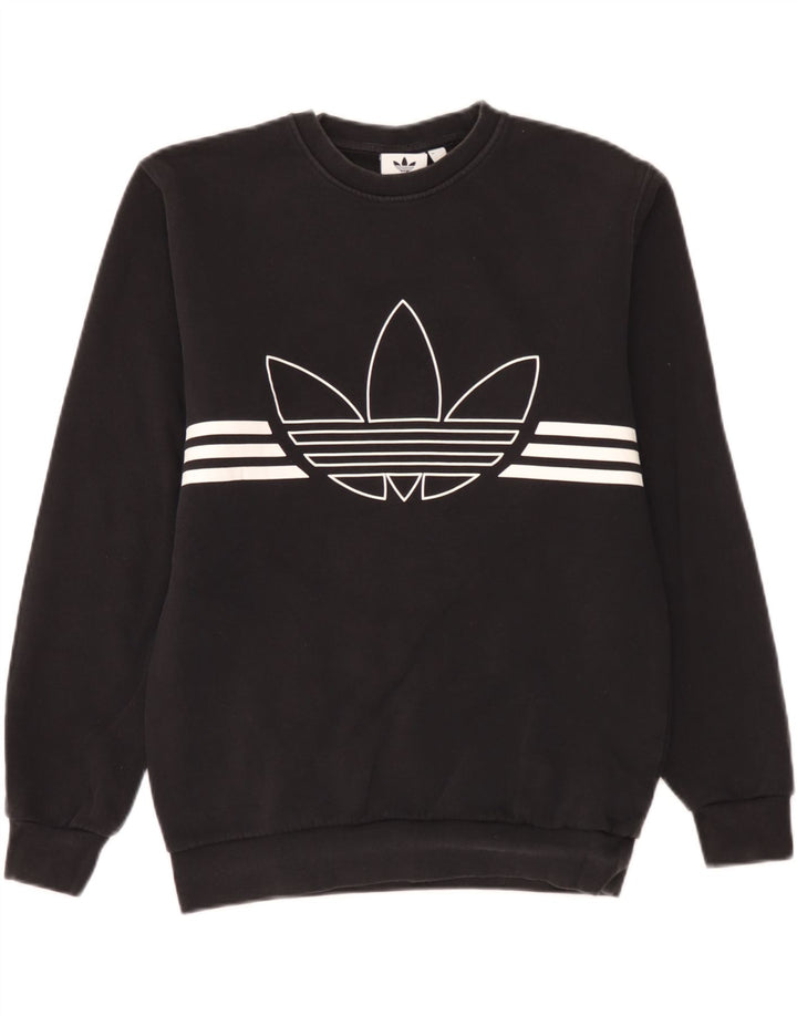 Felpa grafica da uomo Adidas Maglione piccolo cotone nero