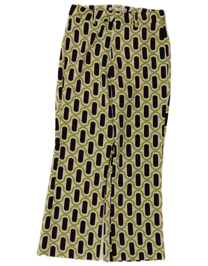 Pantaloni casual Bootcut da donna Zara medi W28 L26 verde geometrico