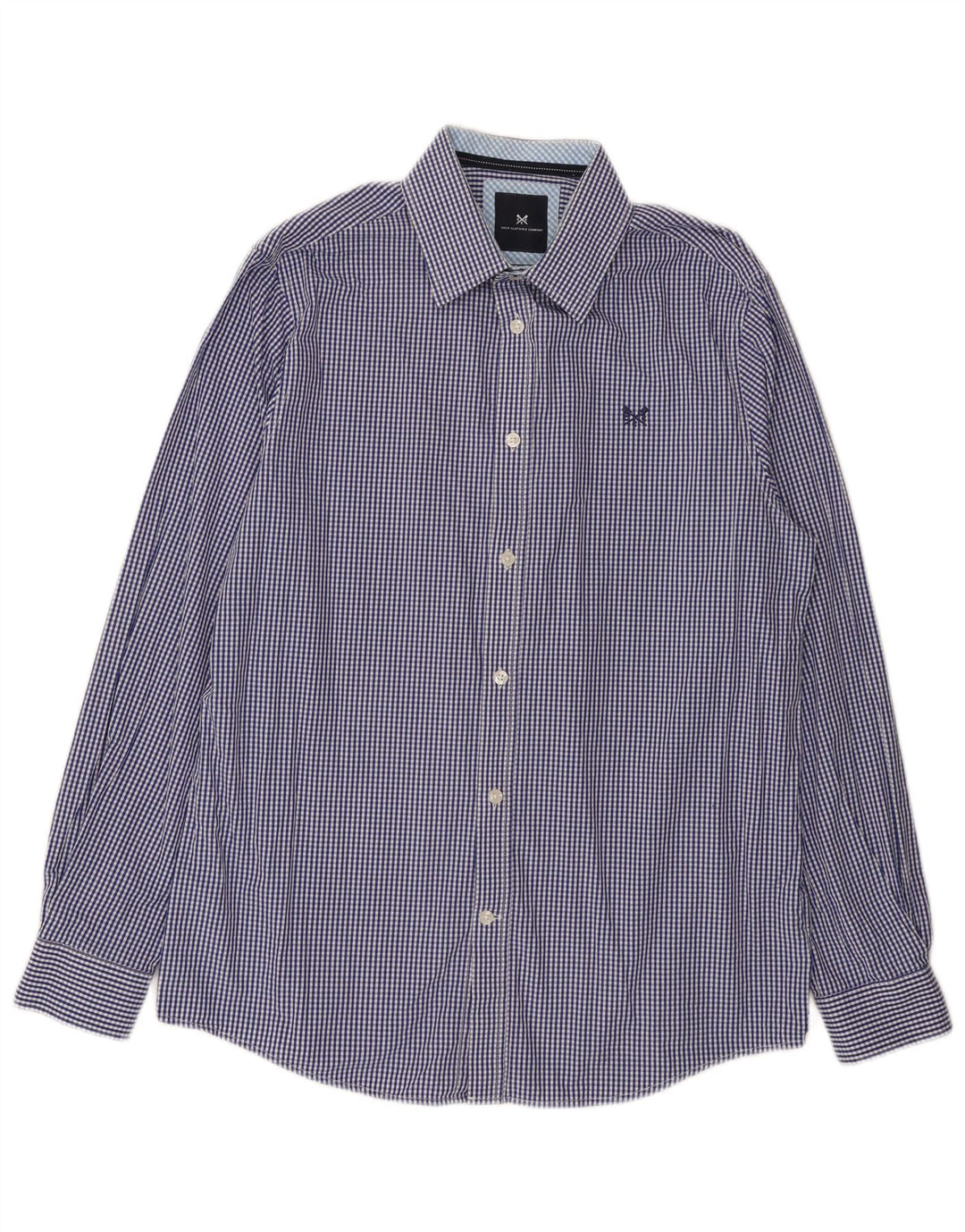 Crew Clothing Camicia da uomo dalla vestibilità classica, in cotone a quadretti blu navy medio