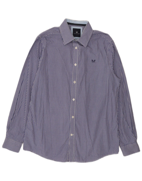 Crew Clothing Camicia da uomo dalla vestibilità classica, in cotone a quadretti blu navy medio